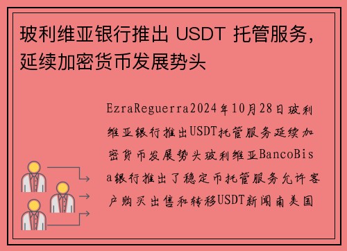 玻利维亚银行推出 USDT 托管服务，延续加密货币发展势头 